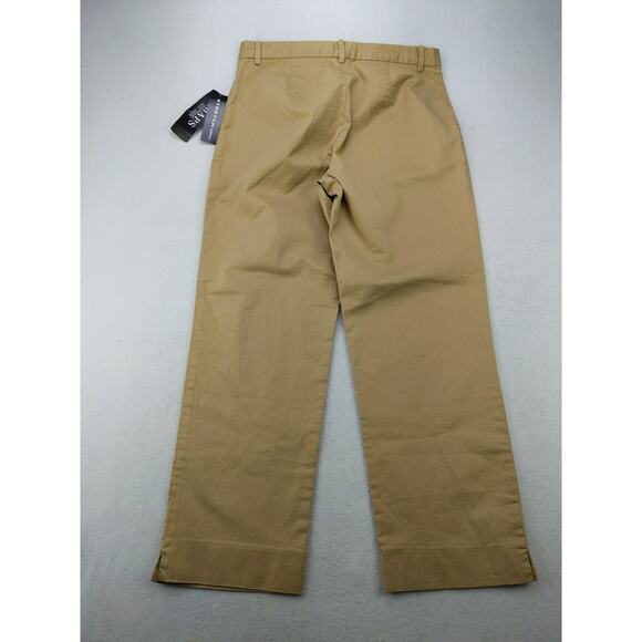 Womens Chaps Stretch Fabric Chino Pants Size 4 Tan Brown W/Tags - Picture 2 of 10